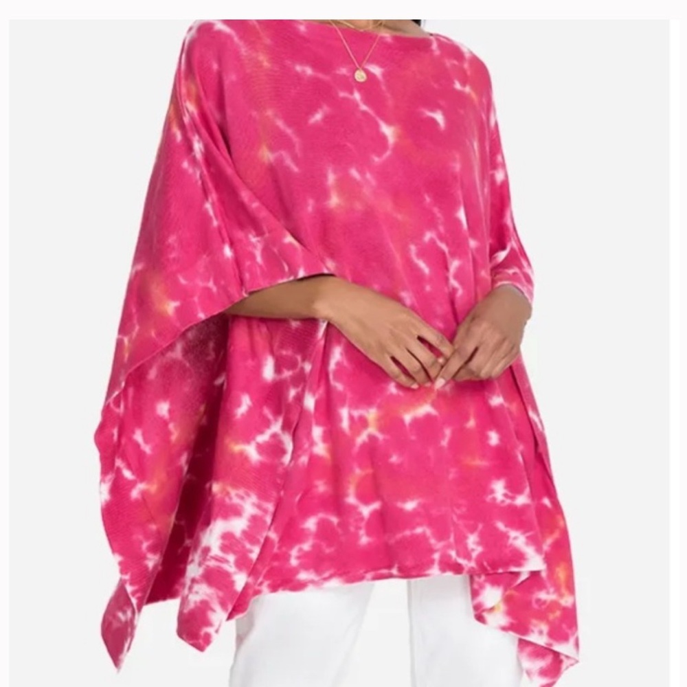 Johnny was Boho hand painted pink poncho one size